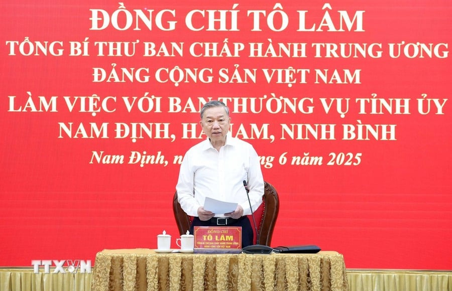 Tổng Bí thư Tô Lâm phát biểu tại buổi làm việc. Ảnh: TTXVN.