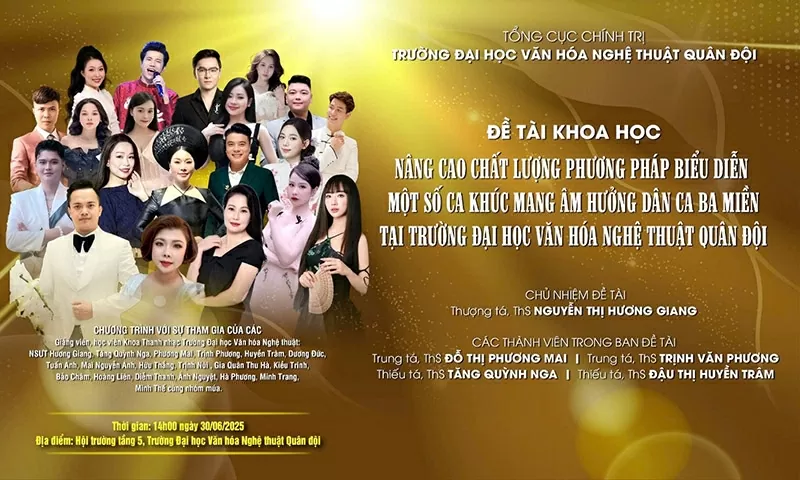 NSƯT Hương Giang cũng được giao thực hiện nhiều đề tài khoa học liên quan đến phát huy những giá trị của ca khúc mang âm hưởng dân ca ba miền.
