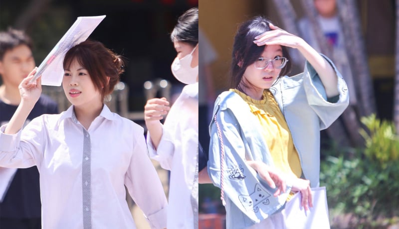 Hanoi students brave the sun to complete graduation exam procedures -0