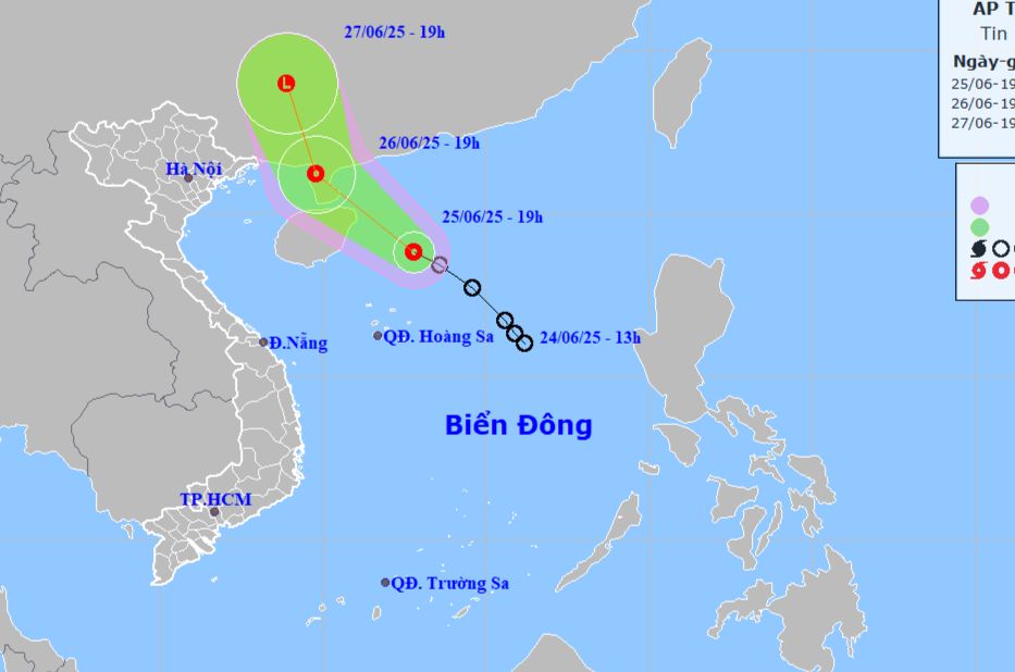 Latest update on tropical depression in the East Sea