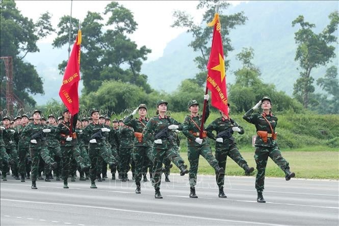 Khối nữ các lượng lượng tham gia hợp luyện. Ảnh: Trọng Đức/TTXVN