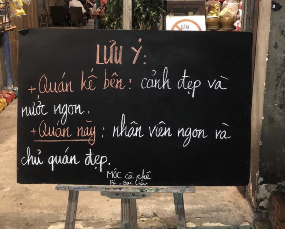 Quán cà phê miền Tây gây bão mạng với bảng thông báo 'mặn mà' có 1-0-2 - Ảnh 1.