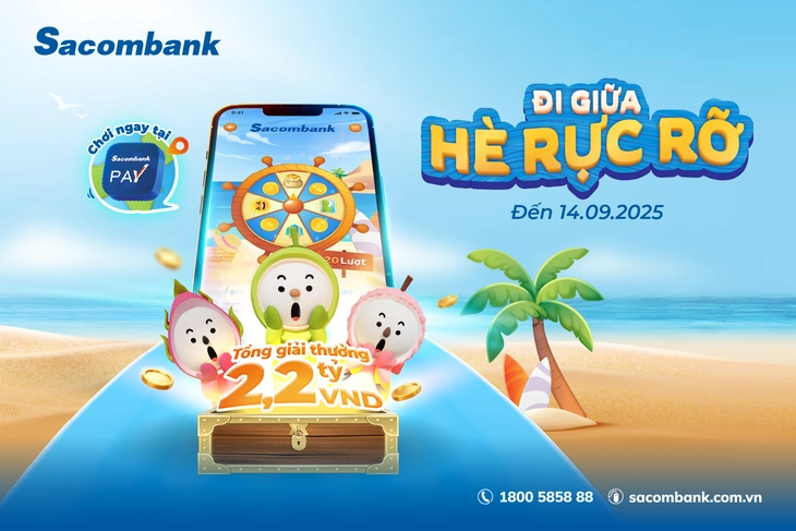 วงล้อหมุนนำโชคมูลค่ากว่า 2 พันล้านดองสำหรับผู้ใช้ Sacombank Pay