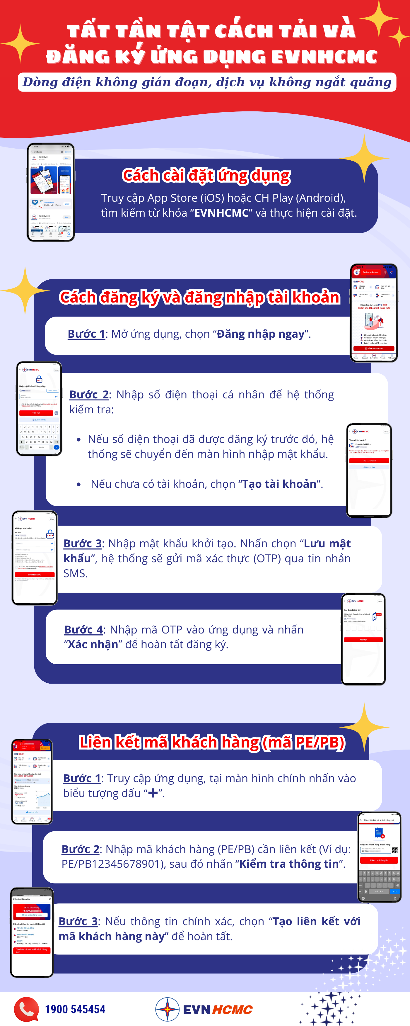 Cách tải và sử dụng app chăm sóc khách hàng của EVNHCMC.
