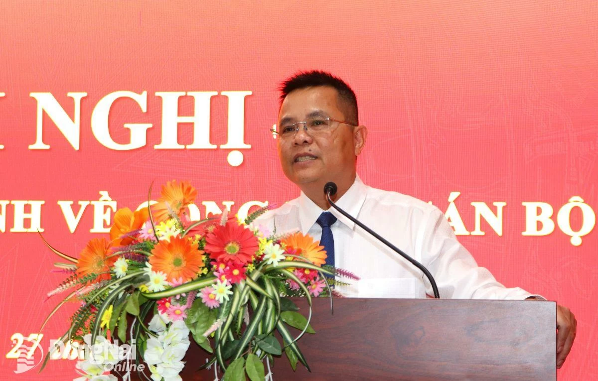 Tân Giám đốc KBNN khu vực XVII Đỗ Trung Phương phát biểu tại hội nghị. Ảnh: Ngọc Liên