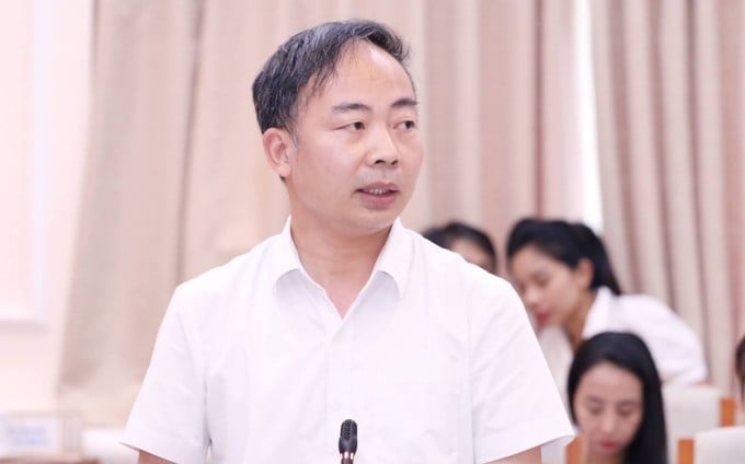 GS Nguyễn Ngọc Hà, Trưởng ban đề thi tốt nghiệp THPT 2025, tại Họp báo chiều 27/6. Ảnh: MOET