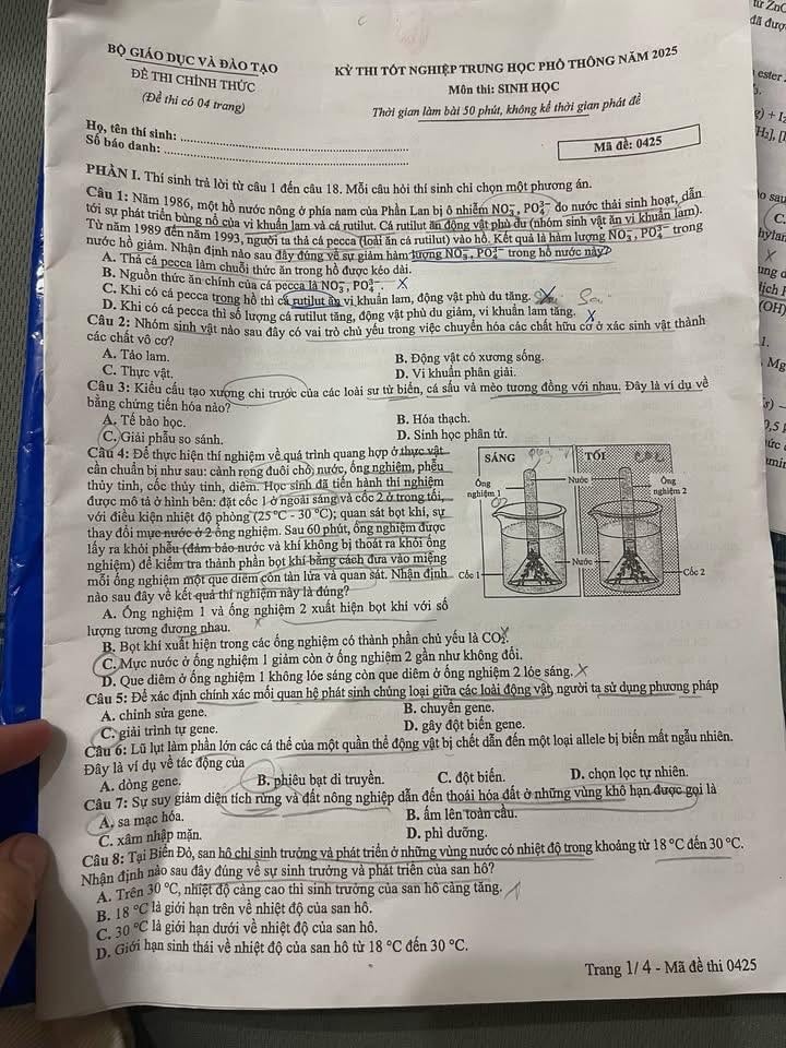生物学試験解答キーコード0425高校卒業試験2025