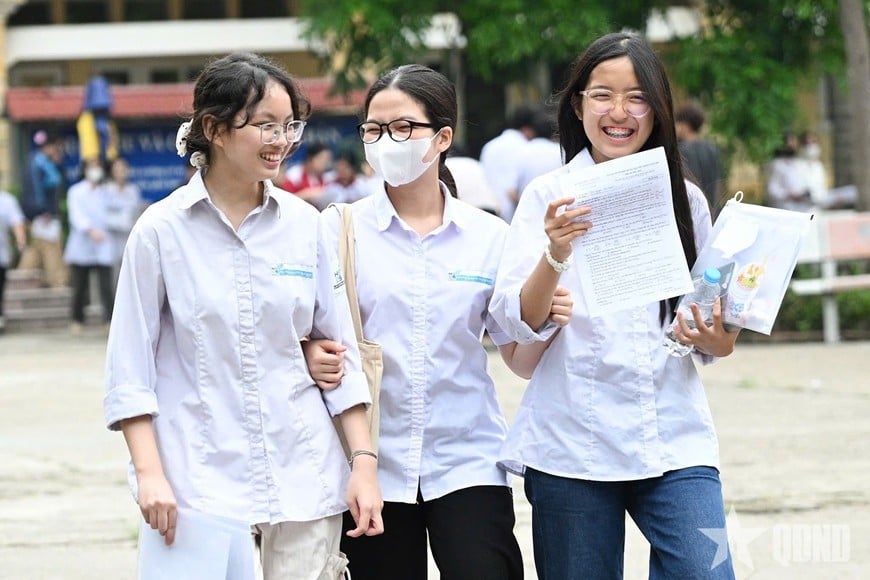 Candidates smiling as they leave the exam room...