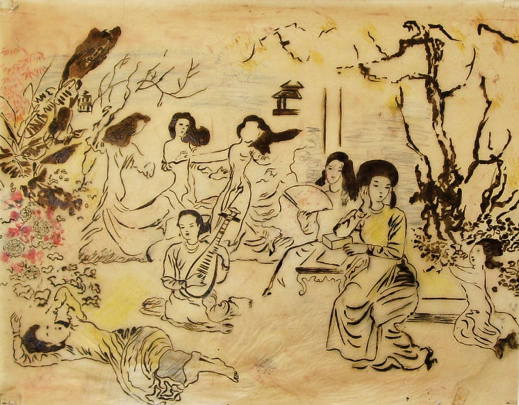 ภาพร่างภาพวาดอันล้ำค่าของจิตรกรชื่อดัง เหงียน เกีย ตรี1