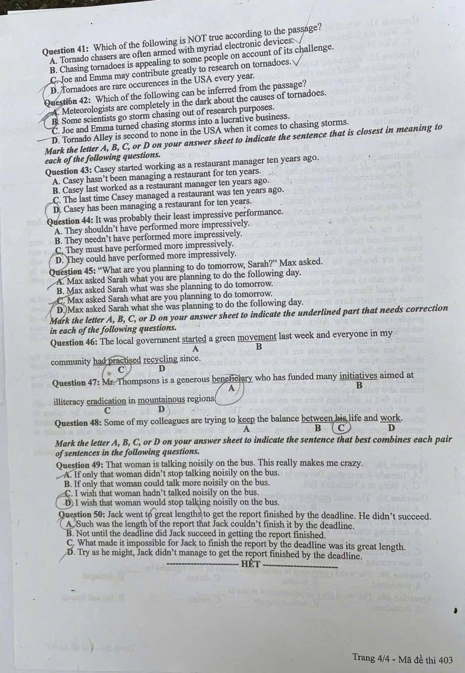 Candidates under the 2006 General Education Program complete the final exam.