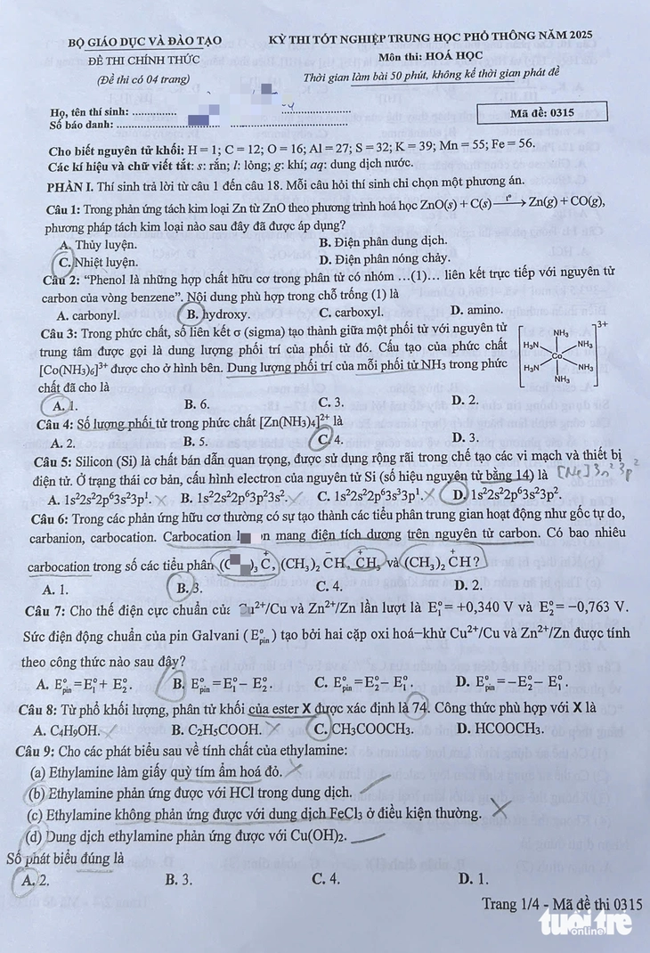 Đề môn hóa - Ảnh 2.