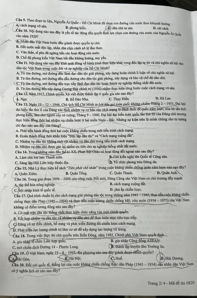 Đề thi môn Lịch sử, cập nhật đáp án các mã đề thi ảnh 2