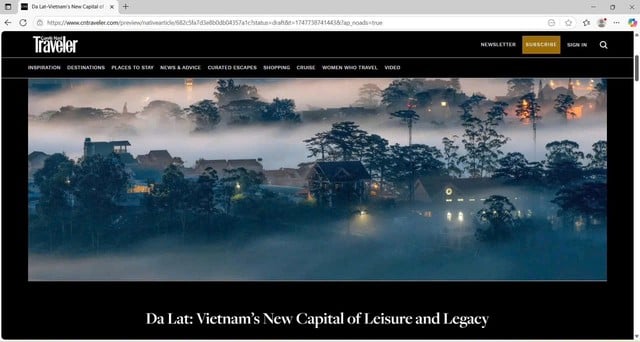 Đà Lạt xuất hiện trên tạp chí Condé Nast Traveler