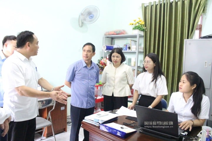 Group No. 2, Working Group No. 10 inspected the operation of the document system in Thien Tan commune.