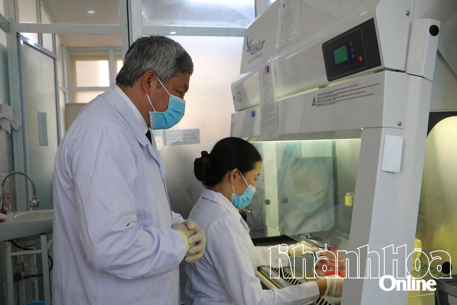 Giáo sư, Tiến sĩ Yoshida Lay Myint giám sát hoạt động nuôi cấy, phân tích các mẫu bệnh phẩm tại phòng thí nghiệm.

