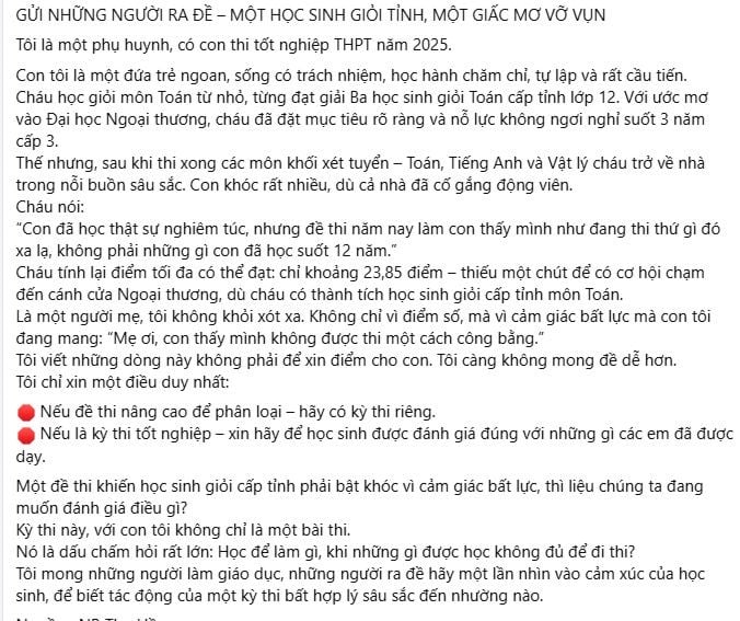 Học sinh giỏi cấp tỉnh cũng 'khóc' vì đề thi tốt nghiệp THPT ảnh 1