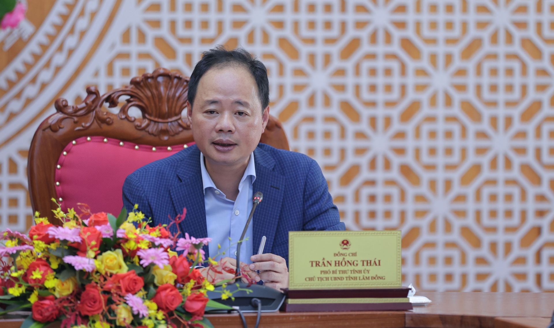 Ông Trần Hồng Thái - Chủ tịch UBND tỉnh Lâm Đồng phát biểu tại buổi làm việc
