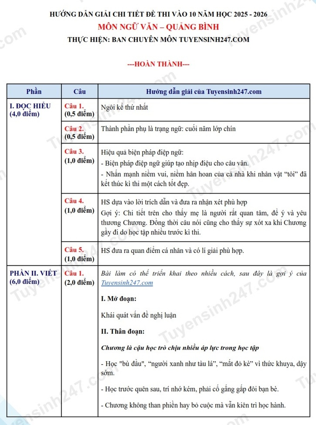 Đáp án tất cả các môn thi vào lớp 10 năm 2025 của tỉnh Quảng Bình - 3