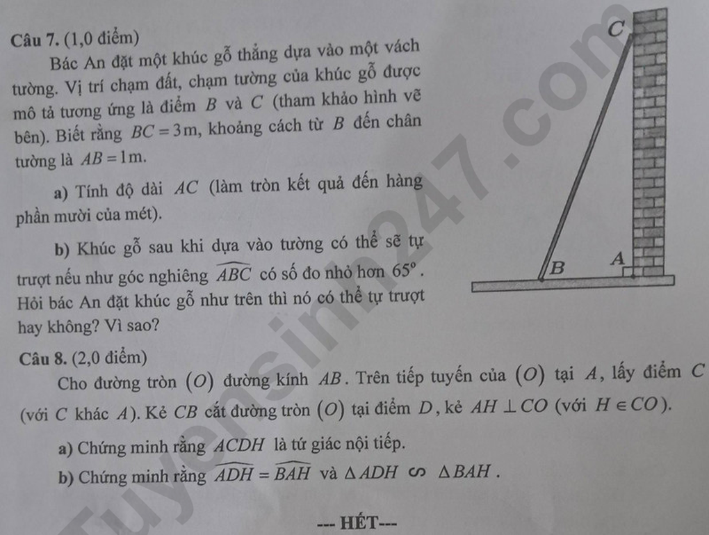 Đề thi và đáp án môn toán thi vào lớp 10 tỉnh Đồng Tháp 2025 - 2