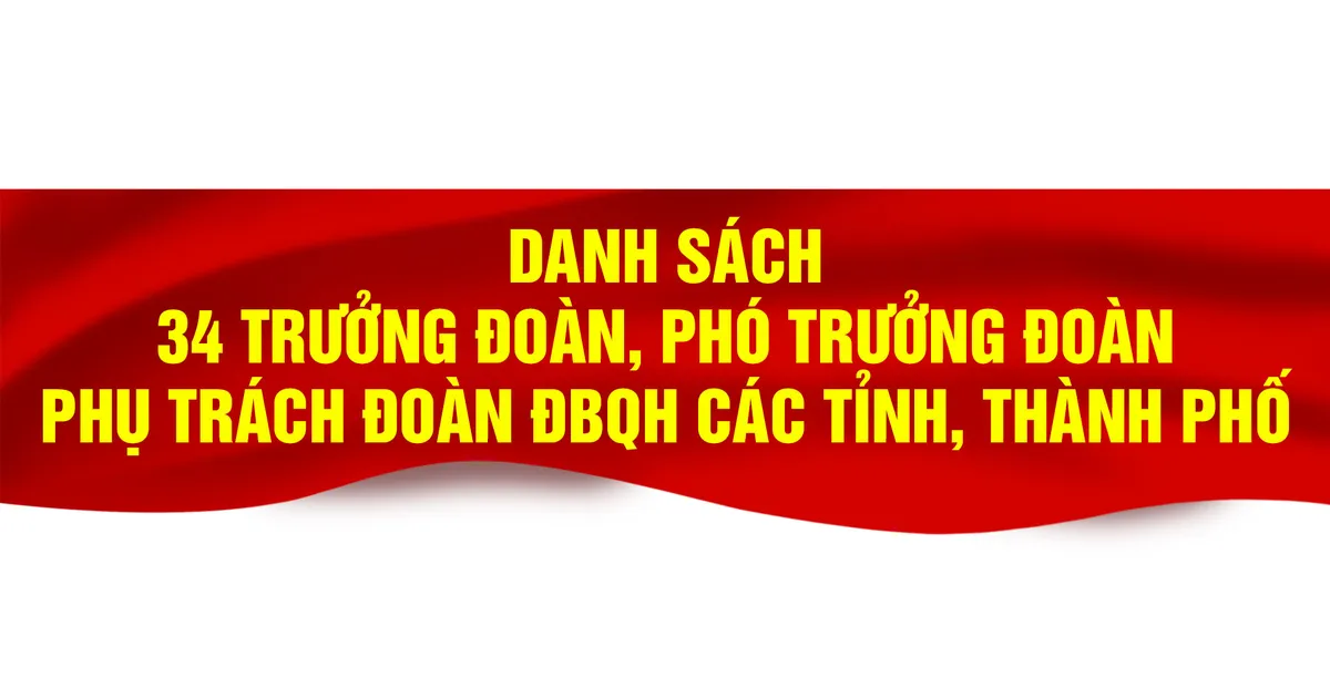 Danh sách trưởng đoàn, phó trưởng đoàn phụ trách 34 đoàn đại biểu Quốc hội