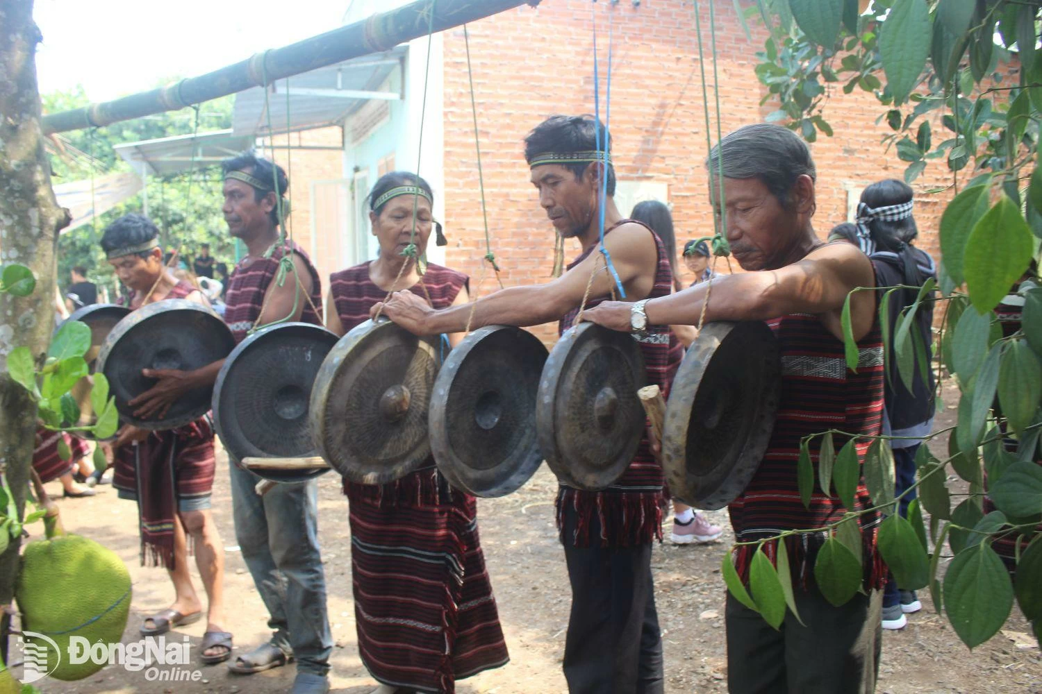ប្រជាជន Cho Ro នៅទីក្រុង Long Khanh សំដែងគងនៅពិធីបុណ្យ Sayangva។ រូបថត៖ លីណា