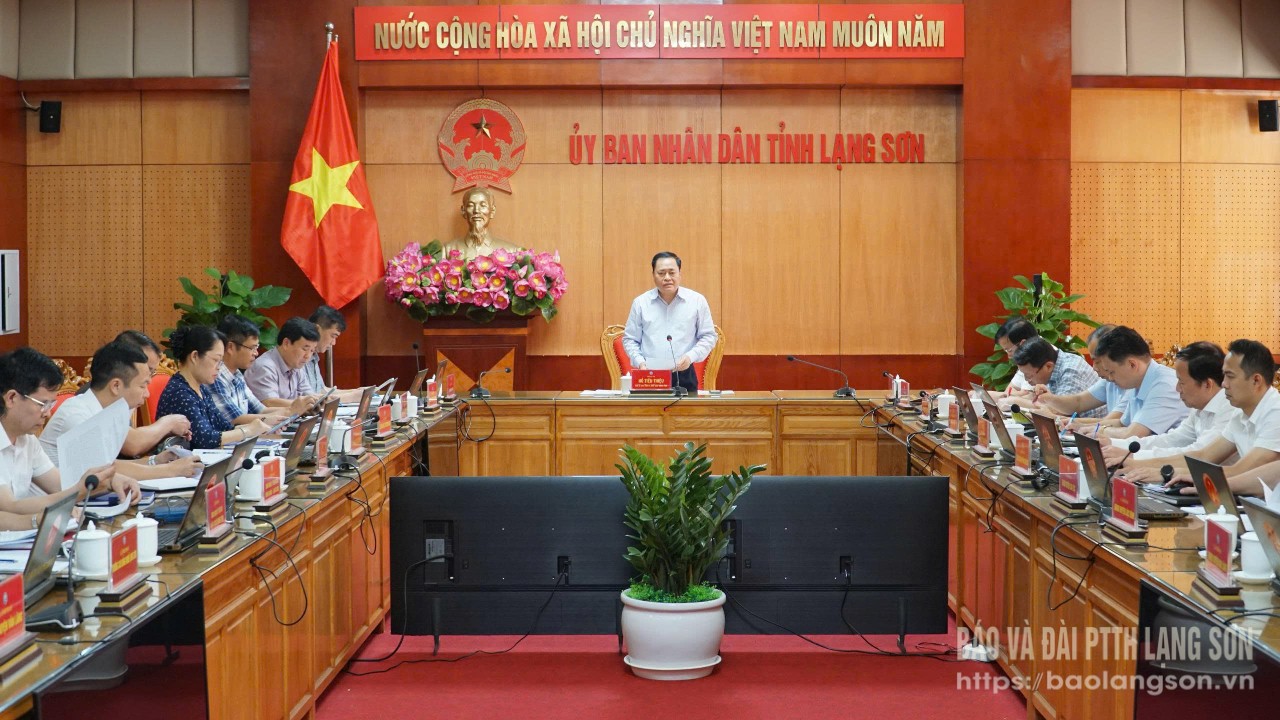 Đồng chí Hồ Tiến Thiệu, Phó Bí thư Tỉnh uỷ, Chủ tịch UBND tỉnh phát biểu kết luận cuộc họp