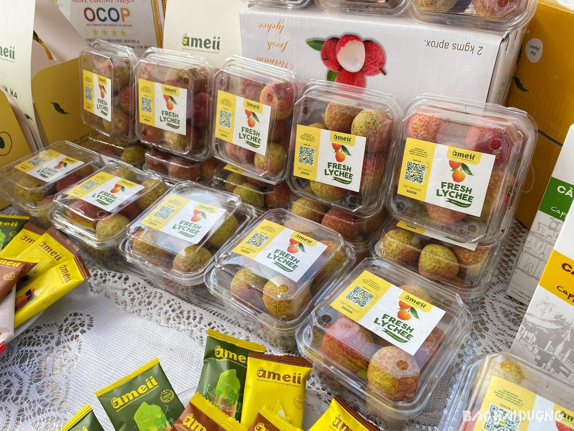Thanh Ha litchi sold in Japan and France markets costs from 550,000 - 600,000 VND/kg.
