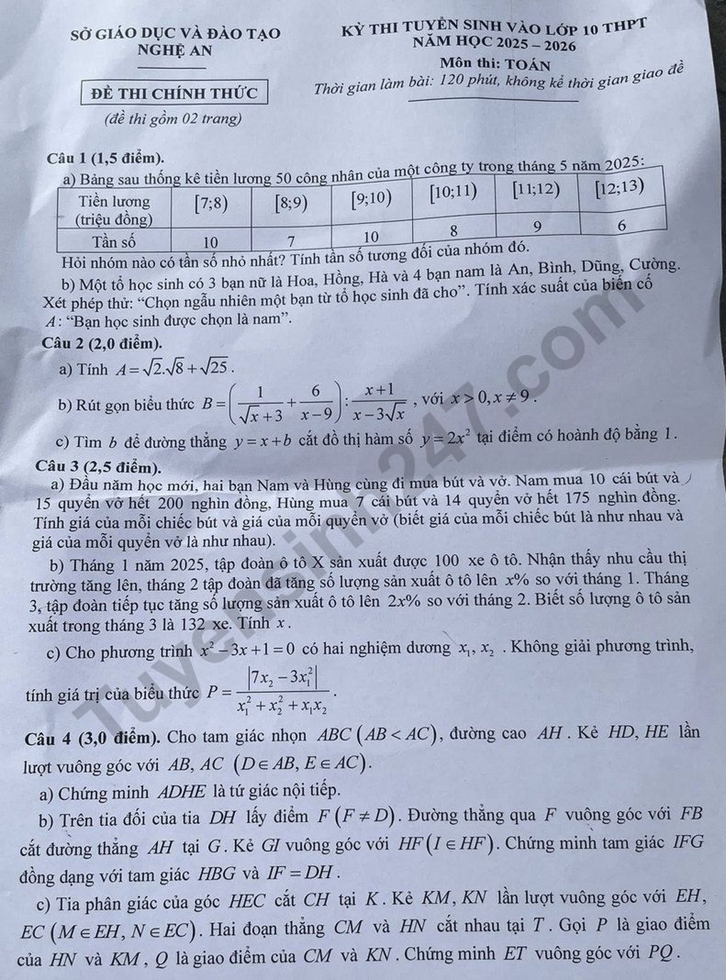 Thí sinh “choáng” với đề thi môn toán vào lớp 10 THPT - 2