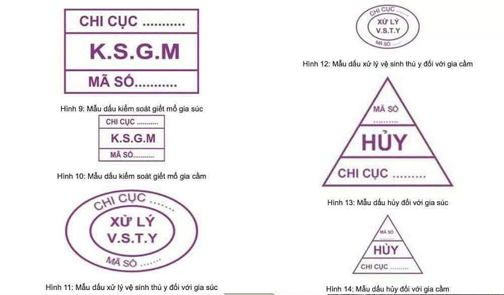 ตัวอย่างแสตมป์กักกันสัตว์และสัตว์ปีก