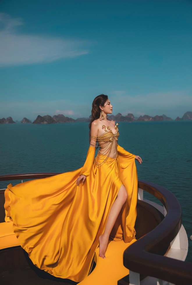 Hoa hậu Lê Hoàng Phương hóa "nàng thơ" của NTK Lê Thanh Hòa - Ảnh 12.