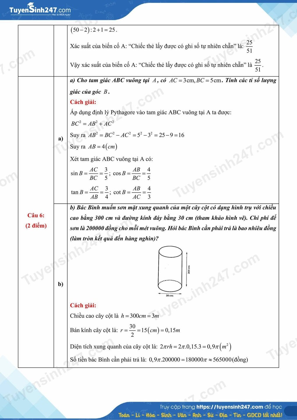 Đề thi, đáp án môn tiếng Anh, toán thi lớp 10 của Thái Nguyên - 11