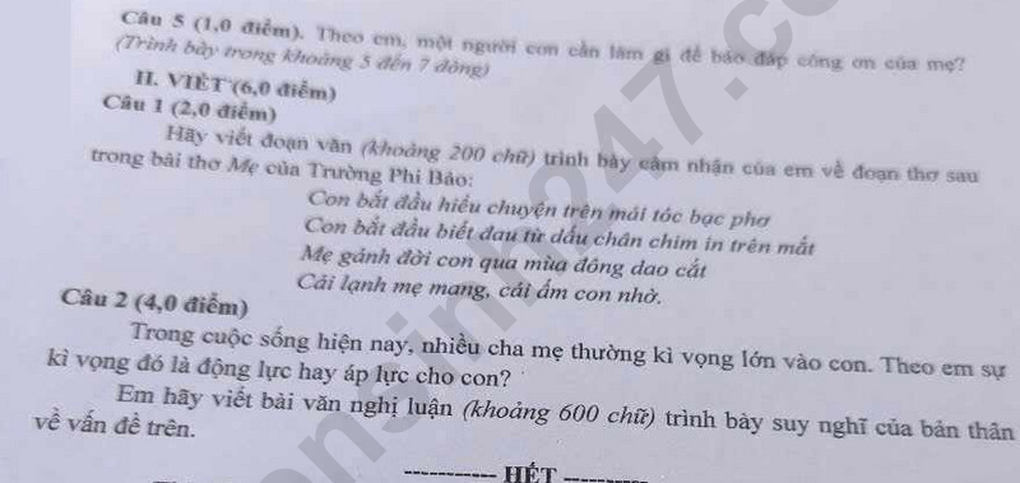 Đề thi và đáp án 3 môn vào lớp 10 tỉnh Hà Giang năm 2025 - 2