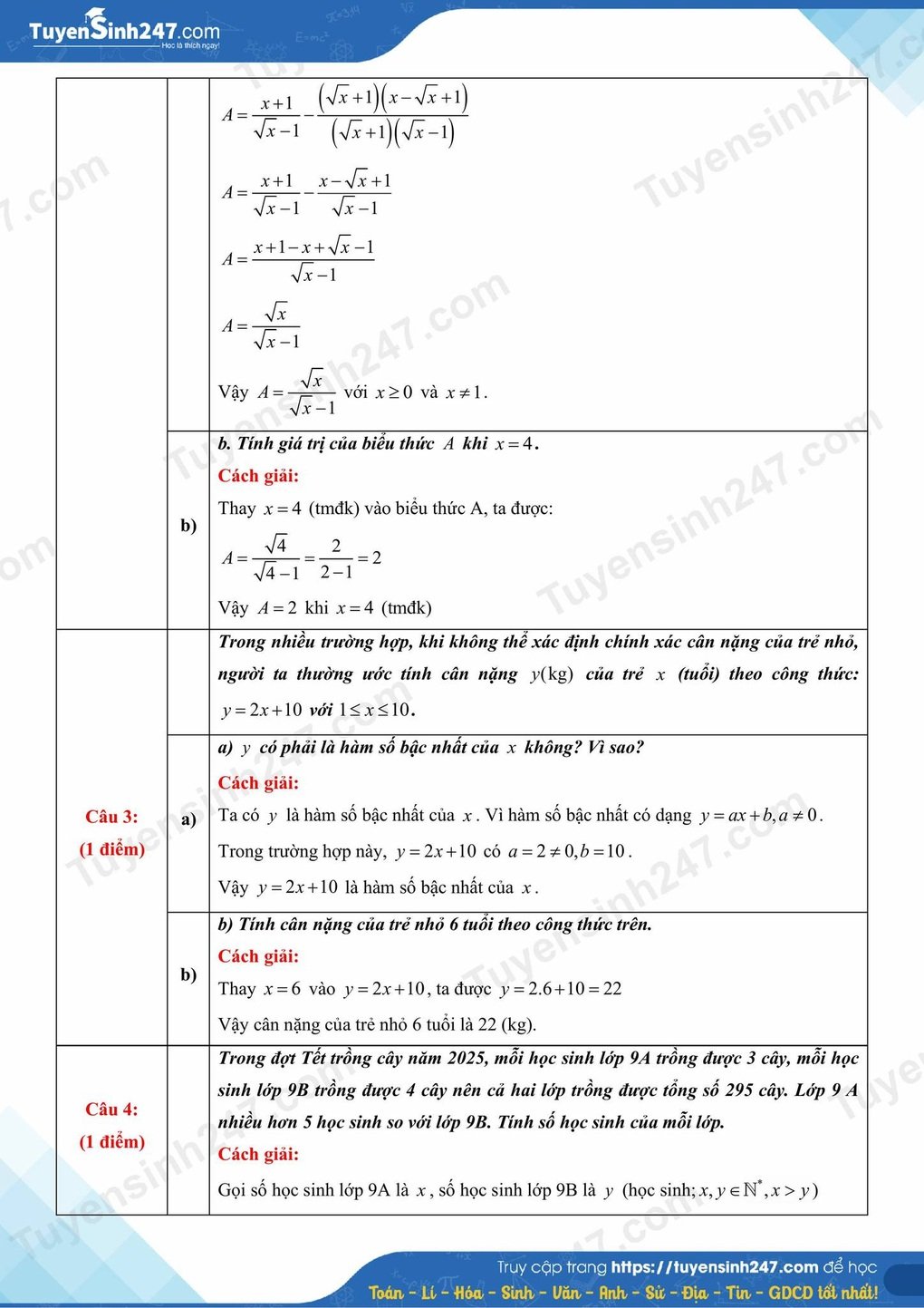 Đề thi, đáp án môn tiếng Anh, toán thi lớp 10 của Thái Nguyên - 9