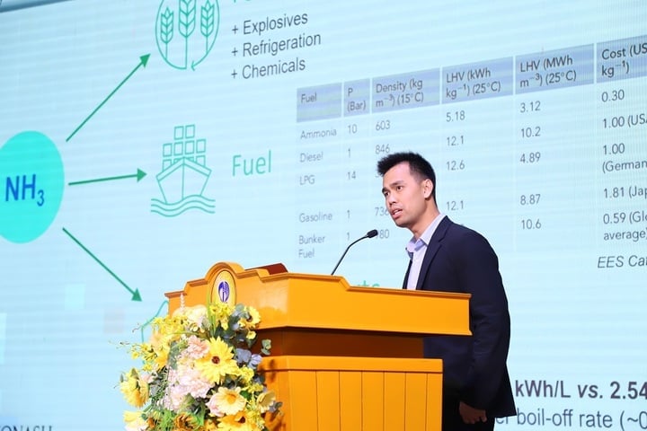 TS. Dư Hoàng Long đem những nghiên cứu đột phá trong sản xuất amoniac, phát triển giải pháp năng lượng sạch tới hội thảo InnovaConnect. (Ảnh: BTC)