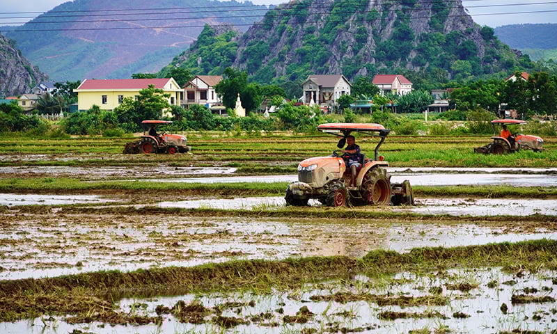 Các địa phương huy động máy làm đất để đẩy nhanh tiến độ gieo trồng.