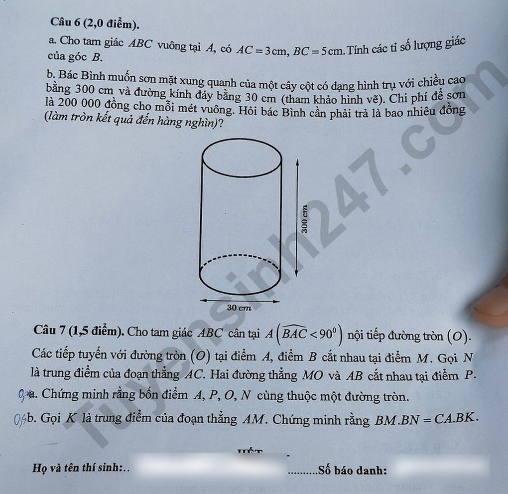 Đề thi, đáp án môn tiếng Anh, toán thi lớp 10 của Thái Nguyên - 7