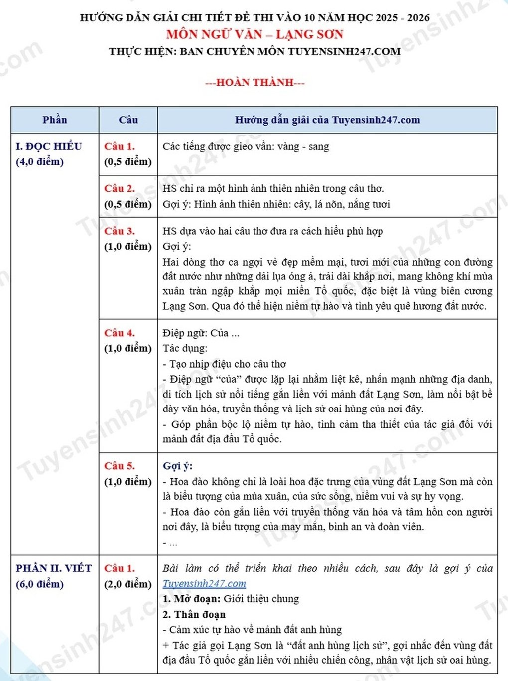 Đáp án tất cả các môn thi vào lớp 10 năm 2025 của tỉnh Lạng Sơn - 3