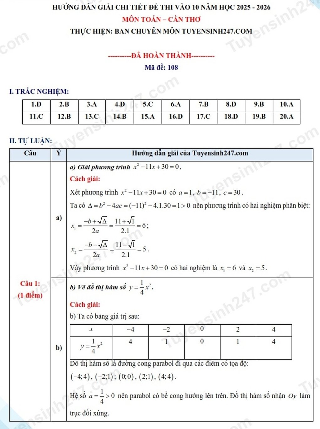 Đáp án tất cả các môn thi vào lớp 10 ở Cần Thơ năm 2025 - 5