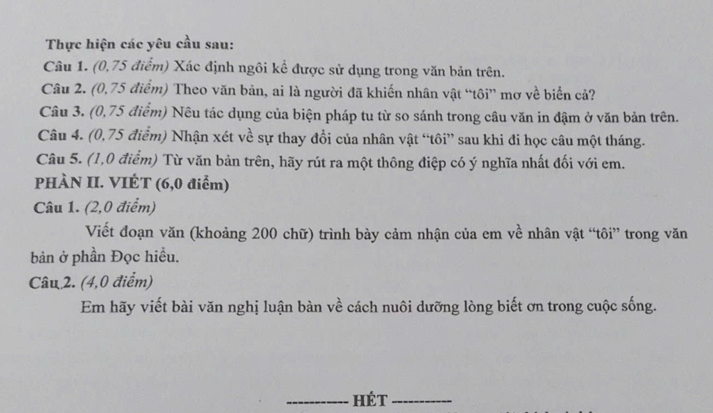 Đề thi và đáp án môn ngữ văn vào lớp 10 tỉnh Đắk Lắk năm 2025 - 2