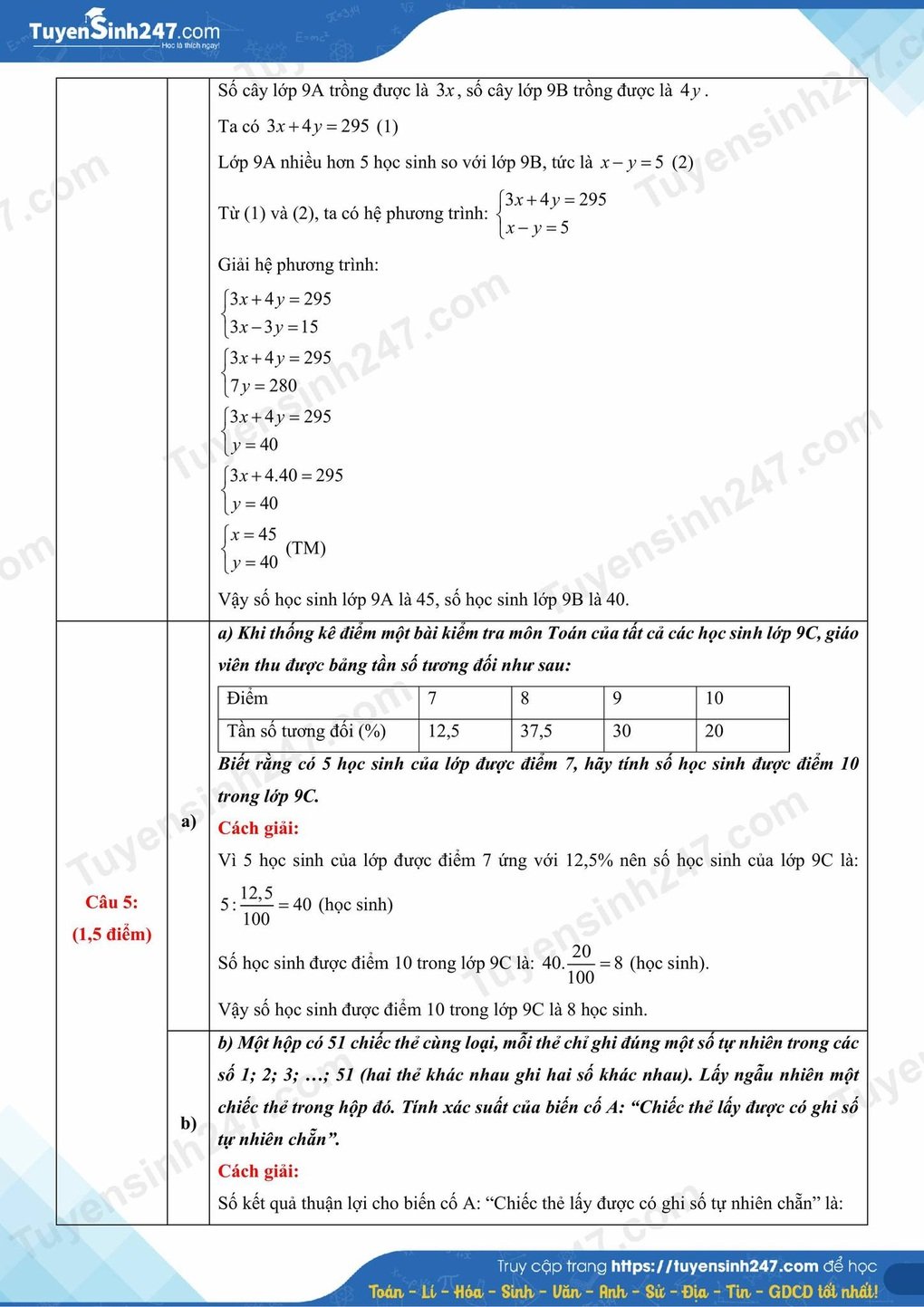 Đề thi, đáp án môn tiếng Anh, toán thi lớp 10 của Thái Nguyên - 10