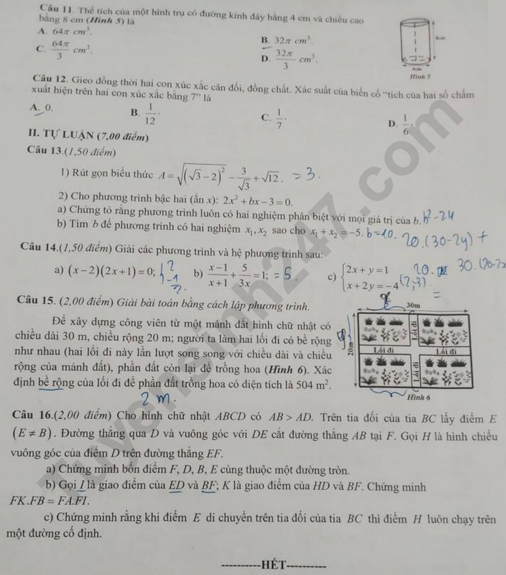 Đề và đáp án 3 môn thi vào lớp 10 tỉnh Phú Yên - 2