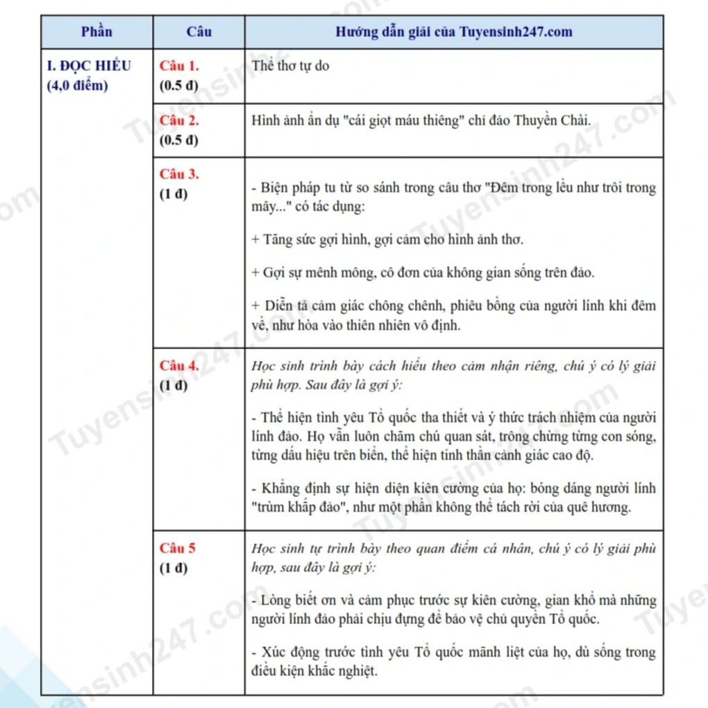 Respuestas del examen de ingreso de décimo grado para Literatura, Matemáticas e Inglés en la provincia de Hau Giang en 2025 - 2
