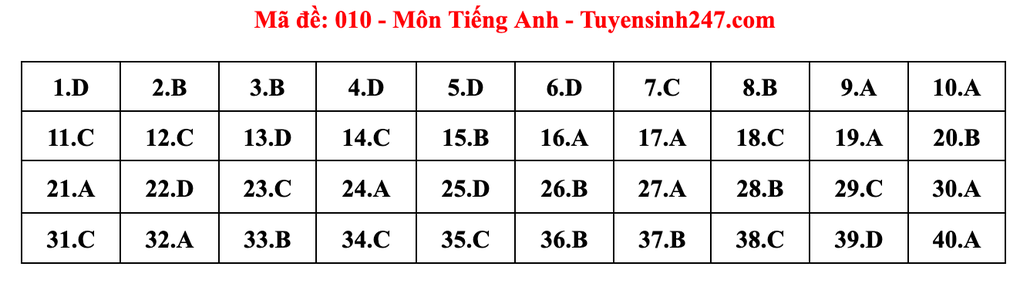 Gợi ý đáp án môn tiếng Anh thi vào lớp 10 năm 2025 của Hà Nội - 10