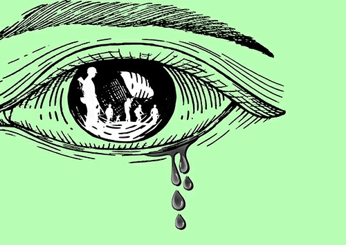 Cháu là đôi mắt của ông. Tranh minh họa: HẰNG XUÂN