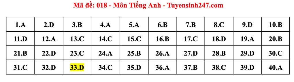 Gợi ý đáp án môn tiếng Anh thi vào lớp 10 năm 2025 của Hà Nội - 18