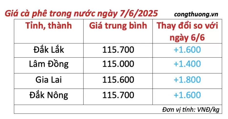 Giá cà phê hôm nay 7/6/2025, thị trường