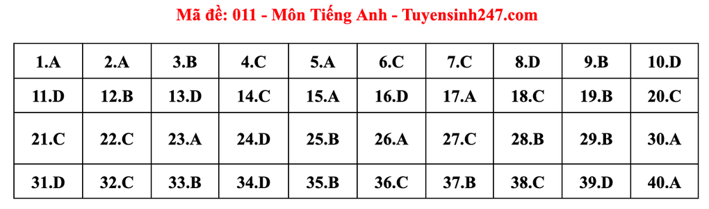 Gợi ý đáp án môn tiếng Anh thi vào lớp 10 năm 2025 của Hà Nội - 11