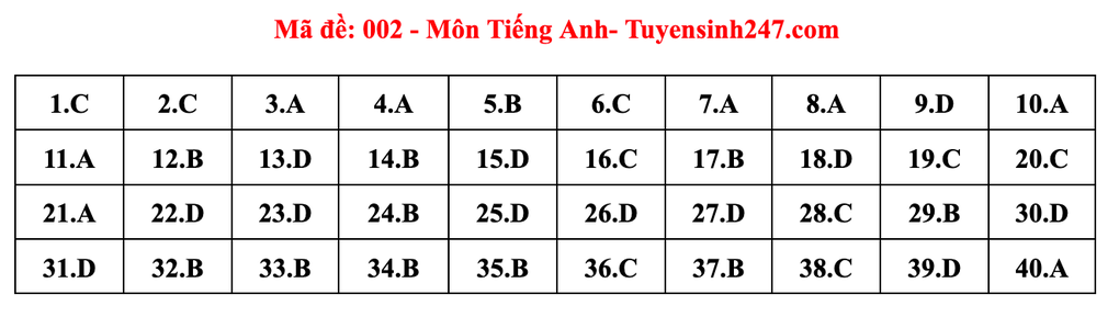 Gợi ý đáp án môn tiếng Anh thi vào lớp 10 năm 2025 của Hà Nội - 2