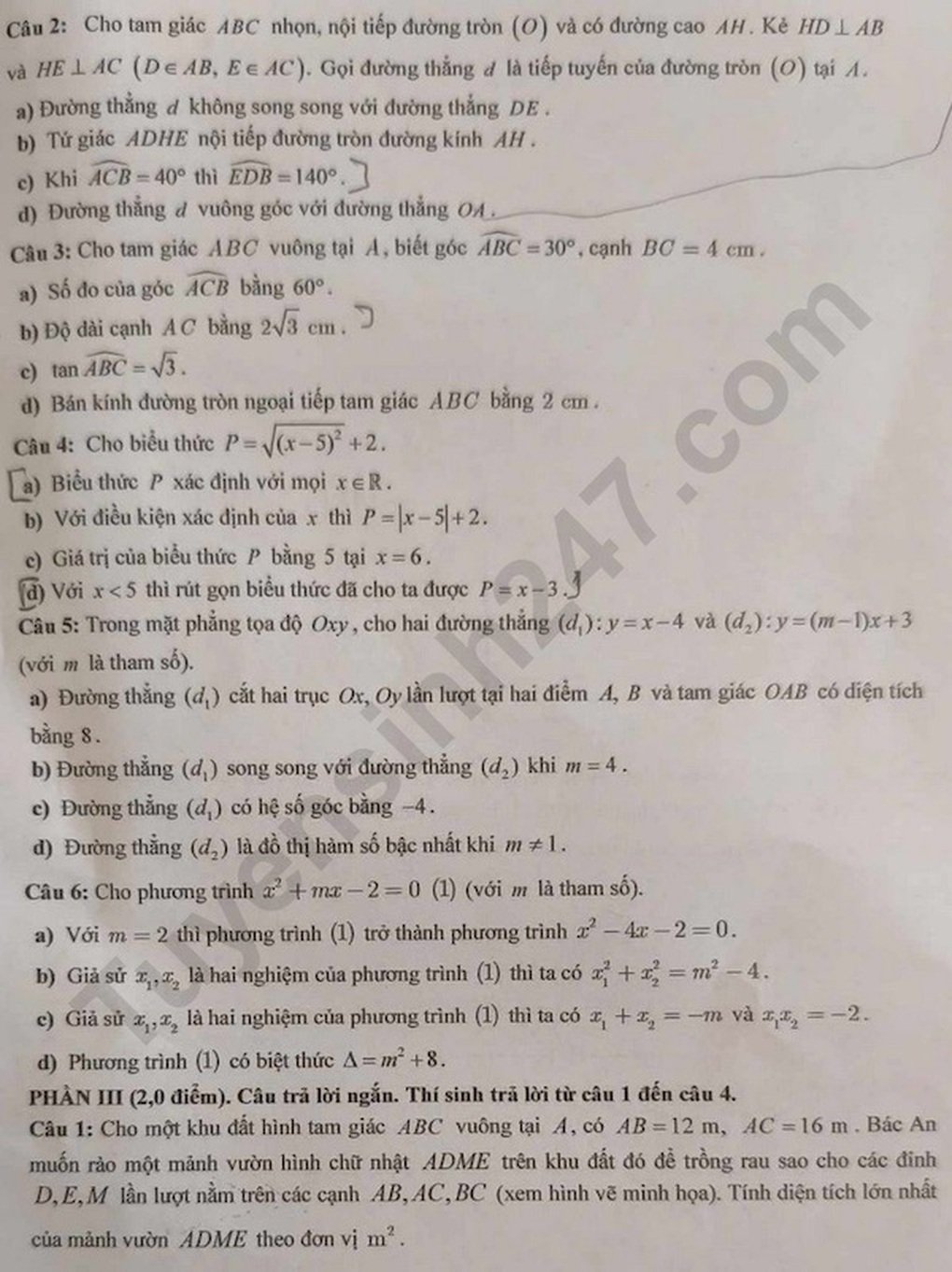 Đề và đáp án tất cả các môn thi vào lớp 10 của tỉnh “trẻ” nhất Việt Nam - 7
