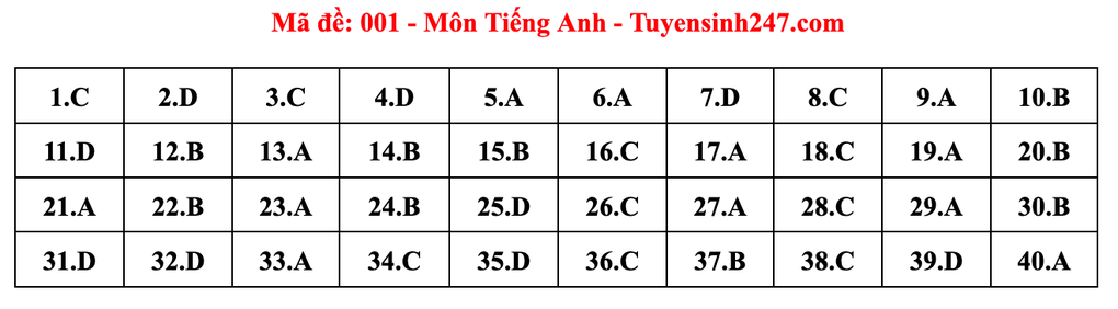 Gợi ý đáp án môn tiếng Anh thi vào lớp 10 năm 2025 của Hà Nội - 1